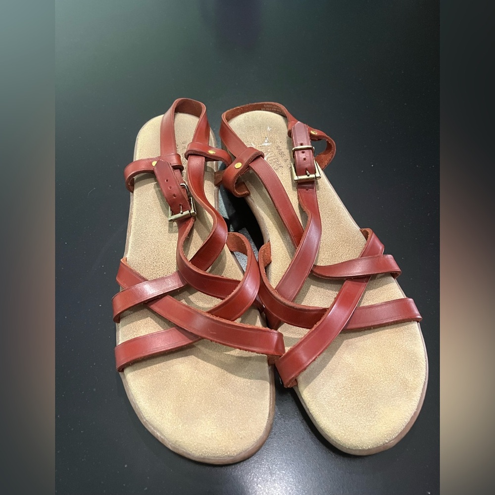 G.H. Bass & Co. Strappy Leather Sandals in Rust Brown